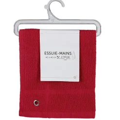Essuie main carré 40x40 cm uni rouge x2