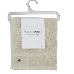 Essuie main carré 40x40 cm uni beige x2