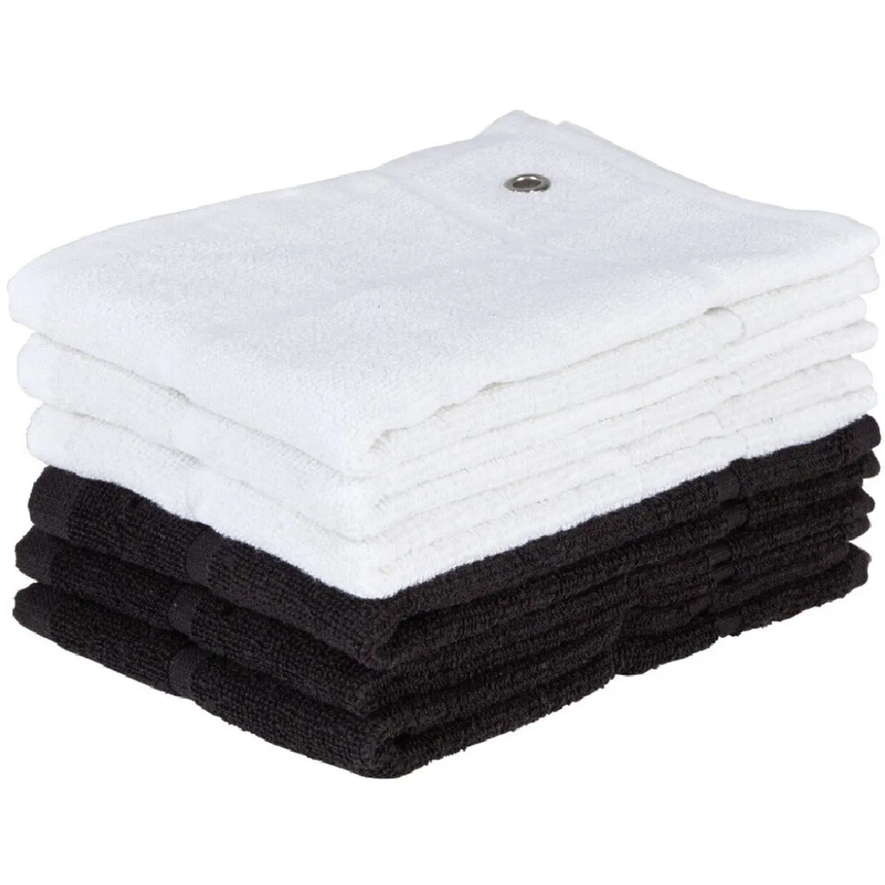 Essuie main noir et blanc avec anneau d'accroche x6