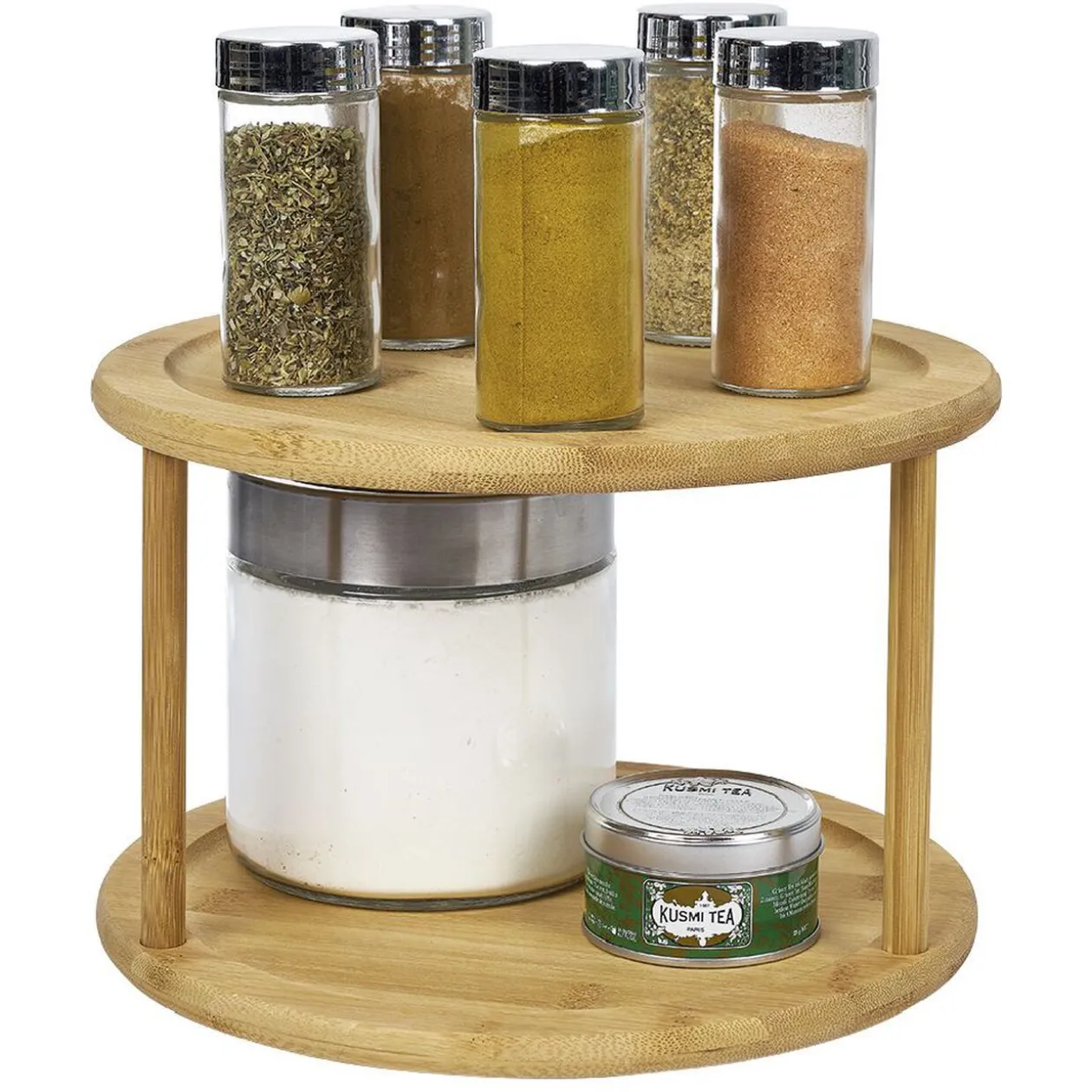 Etagère de cuisine ronde rotative 2 niveaux