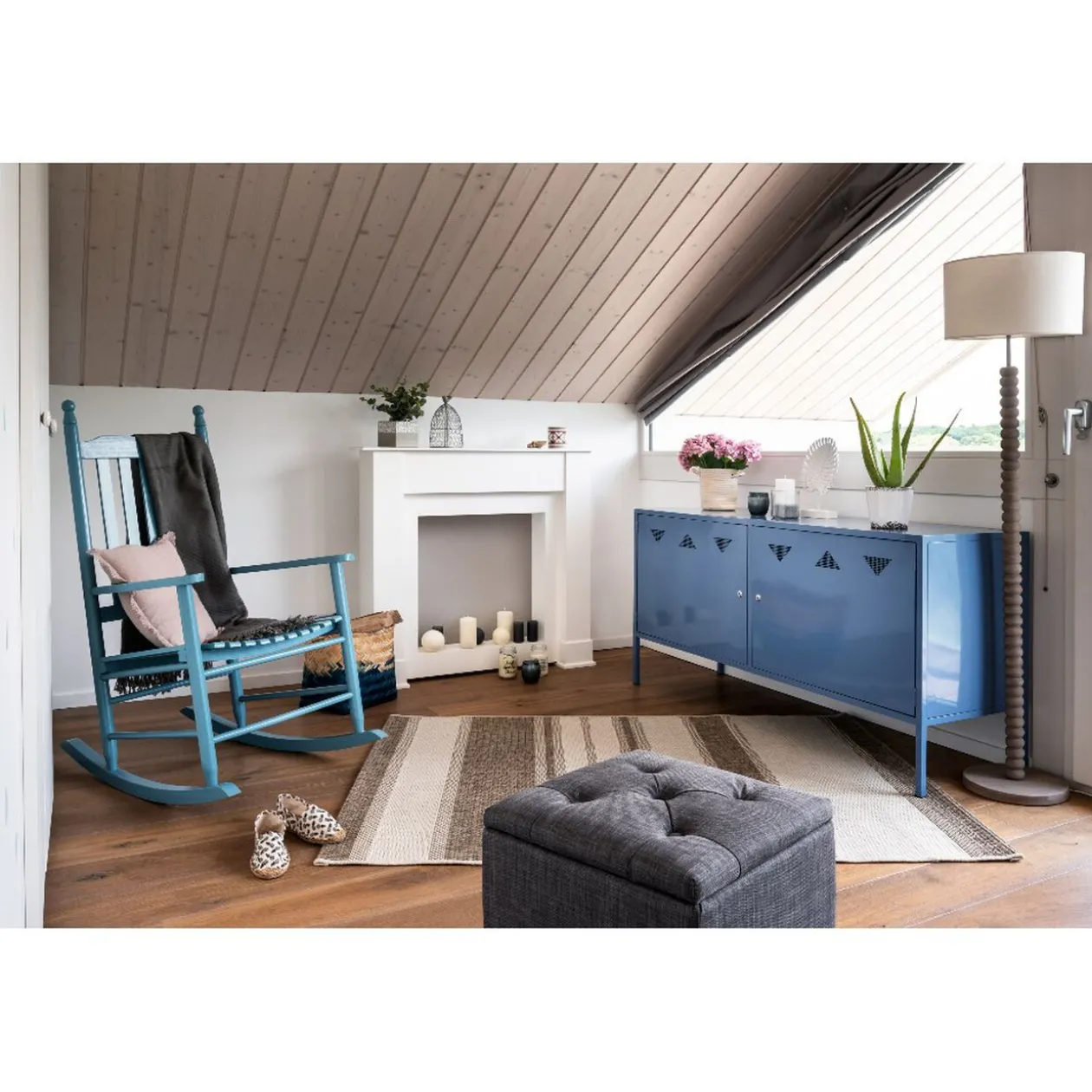 Fauteuil à bascule bleu orage Helen