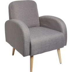 Fauteuil avec accoudoir gris et pied naturel