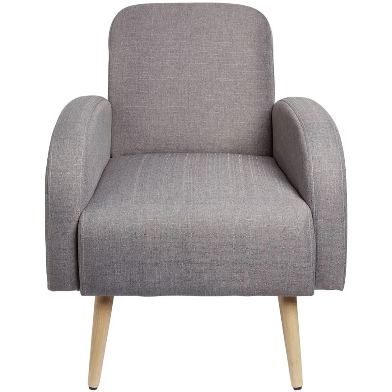 Fauteuil avec accoudoir gris et pied naturel