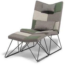 Fauteuil avec repose-pieds Isaac patchwork
