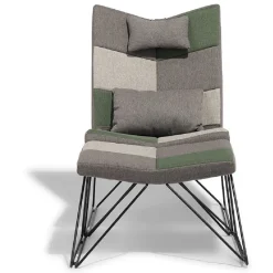Fauteuil avec repose-pieds Isaac patchwork