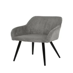 Fauteuil Celia bois et polyester côtelé gris