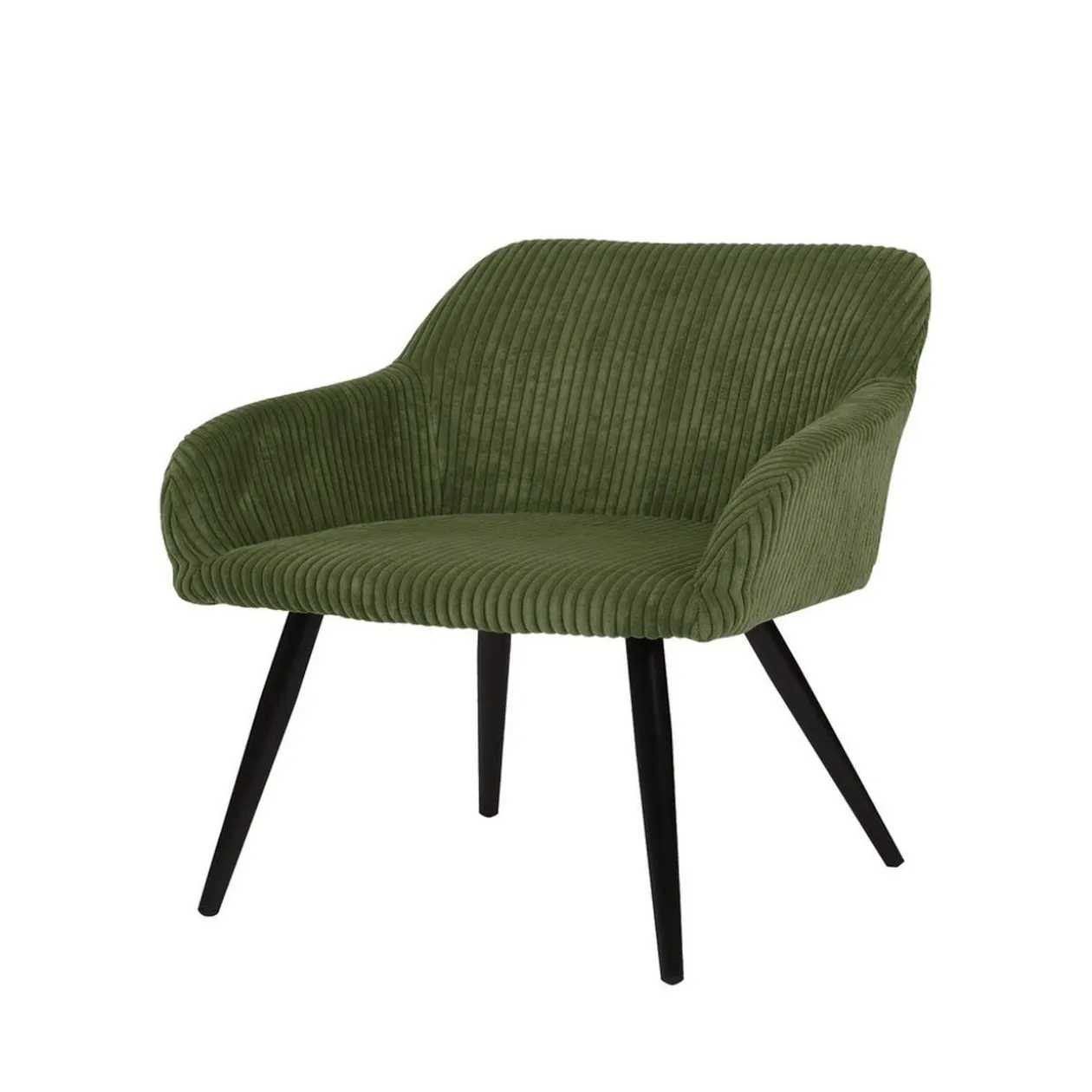 Fauteuil Celia bois et polyester côtelé vert