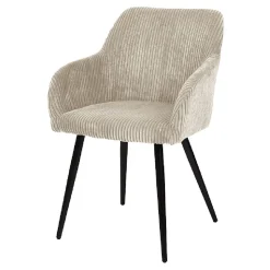 Fauteuil Celia bois et polyester côtelé beige
