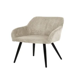 Fauteuil Celia bois et polyester côtelé beige