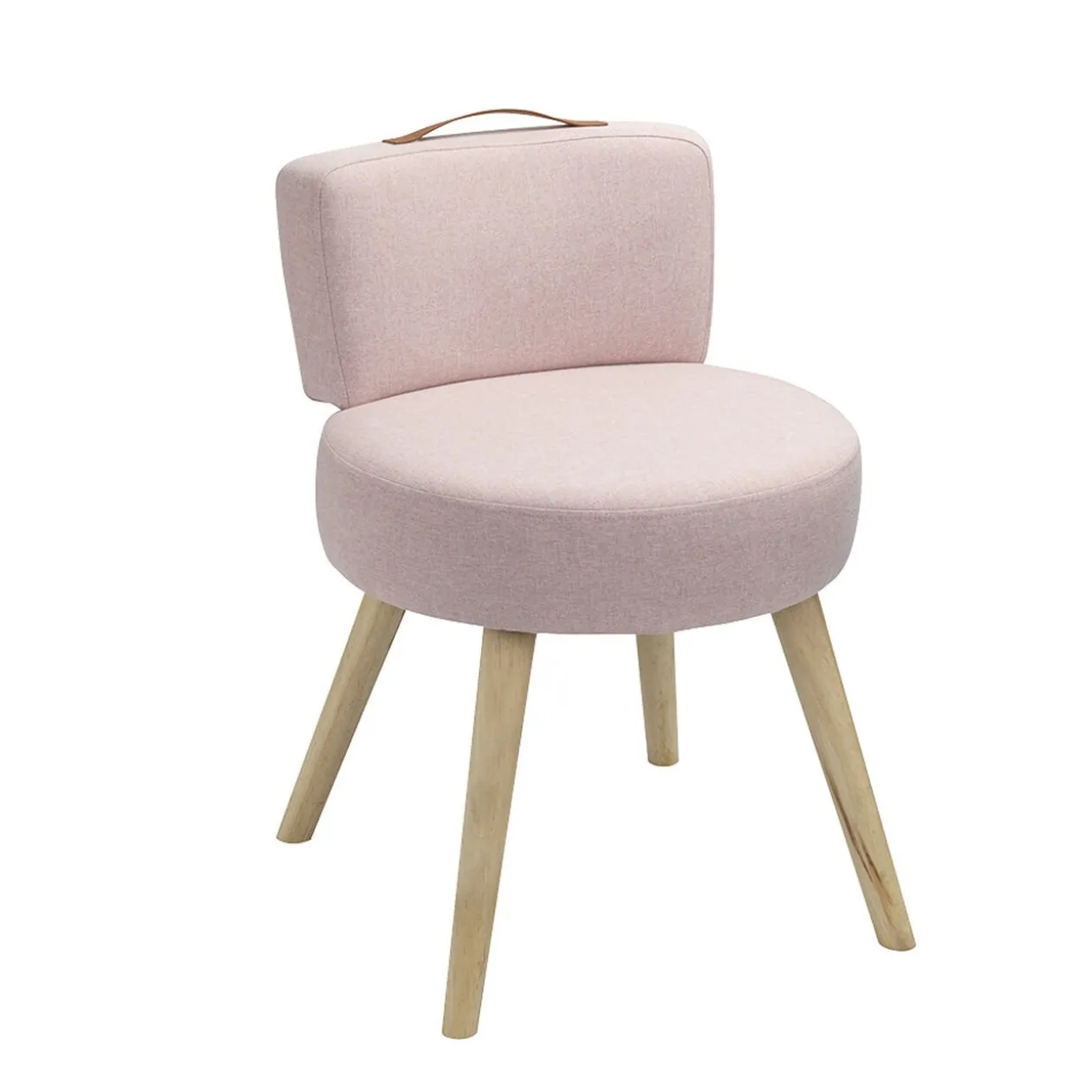 Fauteuil crapaud Frog bois naturel et rose Ø45xH59cm