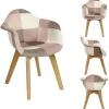 Fauteuil enfant Leonie bois patchwork marron et rose 43,5x35,5xH58cm