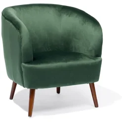 Fauteuil Joseph effet velours vert - L73xP66xH78 cm