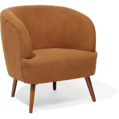 Fauteuil Joseph velours côtelé marron rouille/acajou - L73xP66xH78 cm