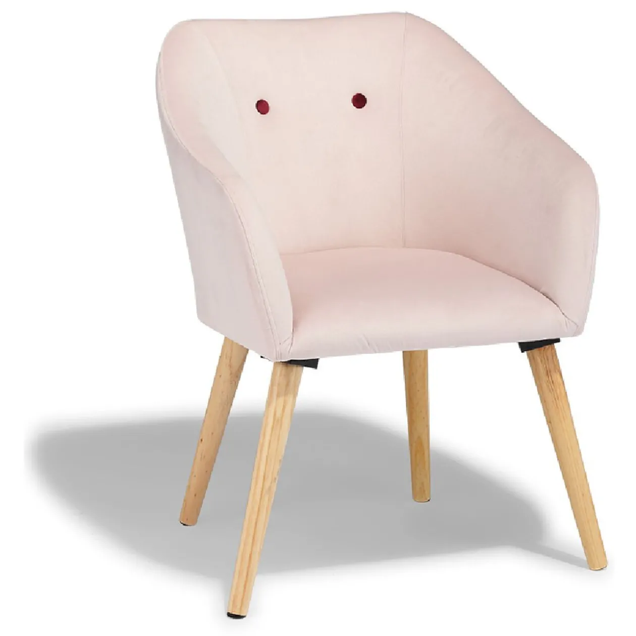 Fauteuil Joseph velours rose poudré et bordeaux