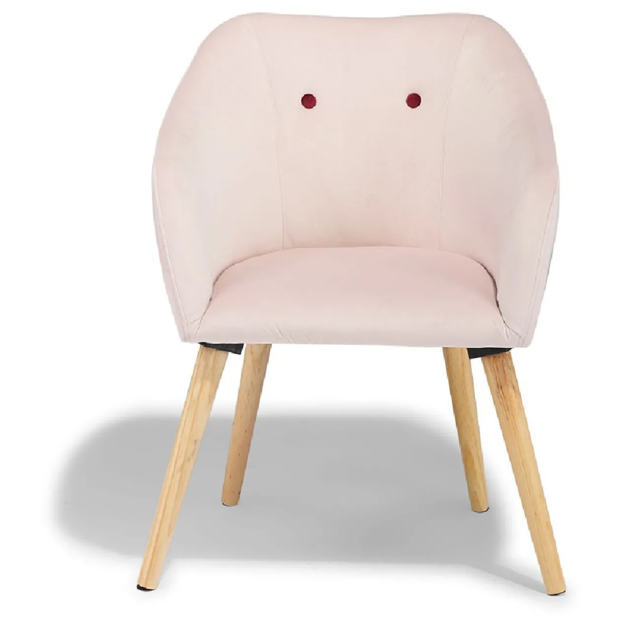Fauteuil Joseph velours rose poudré et bordeaux