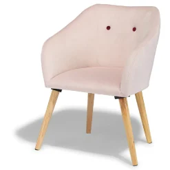 Fauteuil Joseph velours rose poudré et bordeaux