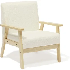 Fauteuil Joséphine curly effet laine bouclée blanc - L64xP70xH76 cm