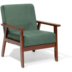Fauteuil Joséphine effet velours vert - L64xP70xH76 cm