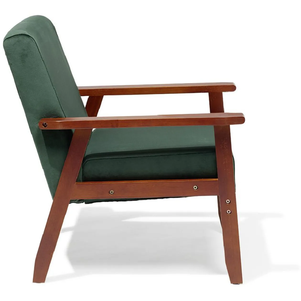 Fauteuil Joséphine effet velours vert - L64xP70xH76 cm