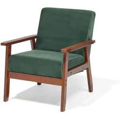 Fauteuil Joséphine effet velours vert - L64xP70xH76 cm