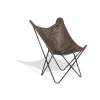 Fauteuil papillon effet cuir vieilli marron Noa