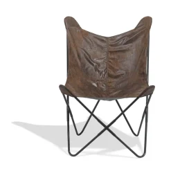 Fauteuil papillon effet cuir vieilli marron Noa