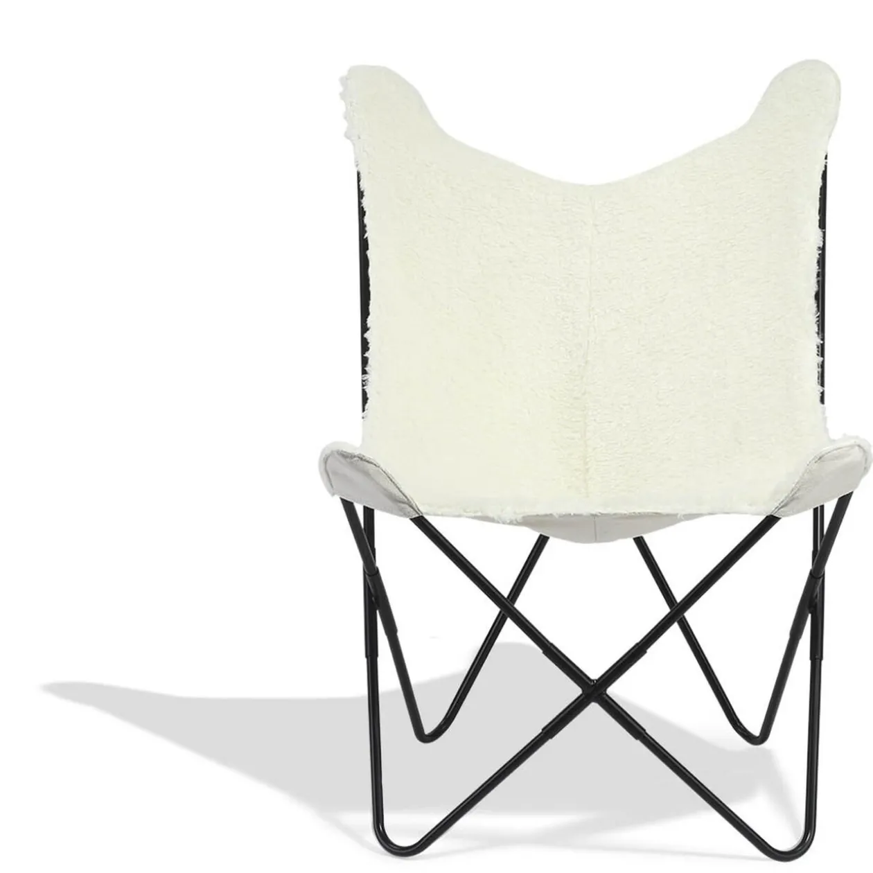 Fauteuil papillon poils courts blanc Noa