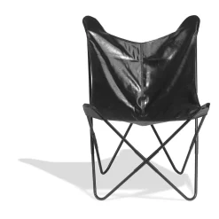 Fauteuil papillon simili noir Noa