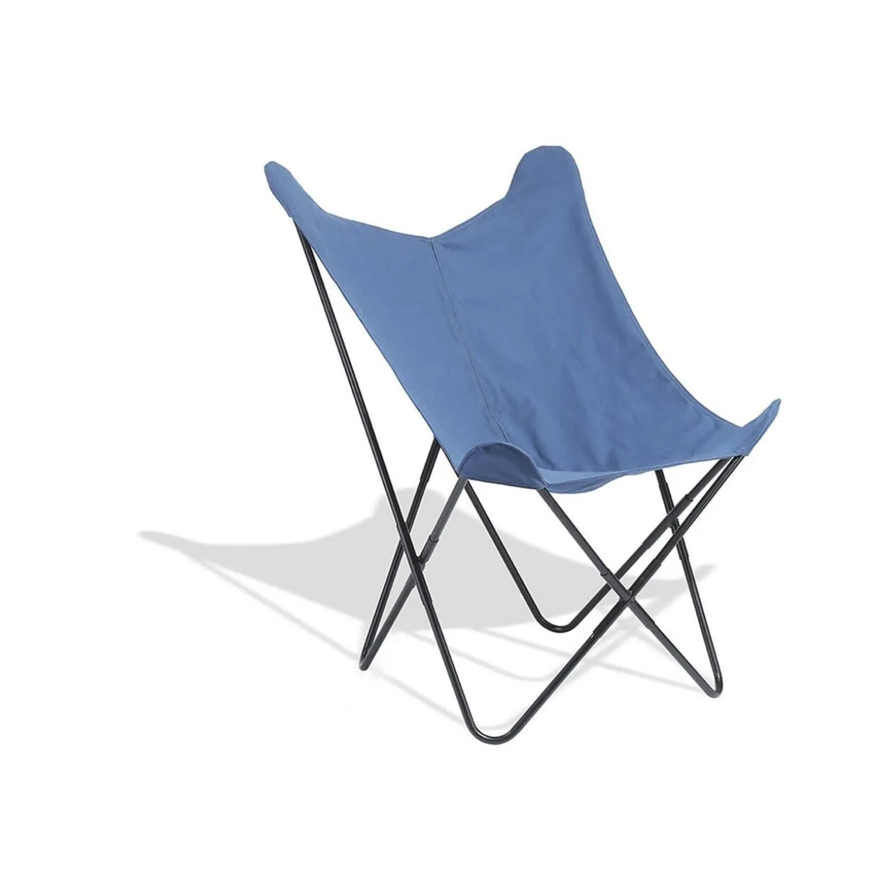 Fauteuil papillon tissu bleu jean Noa