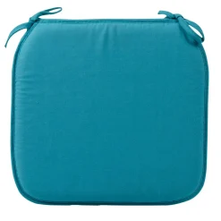 Galette de chaise bleue carrée