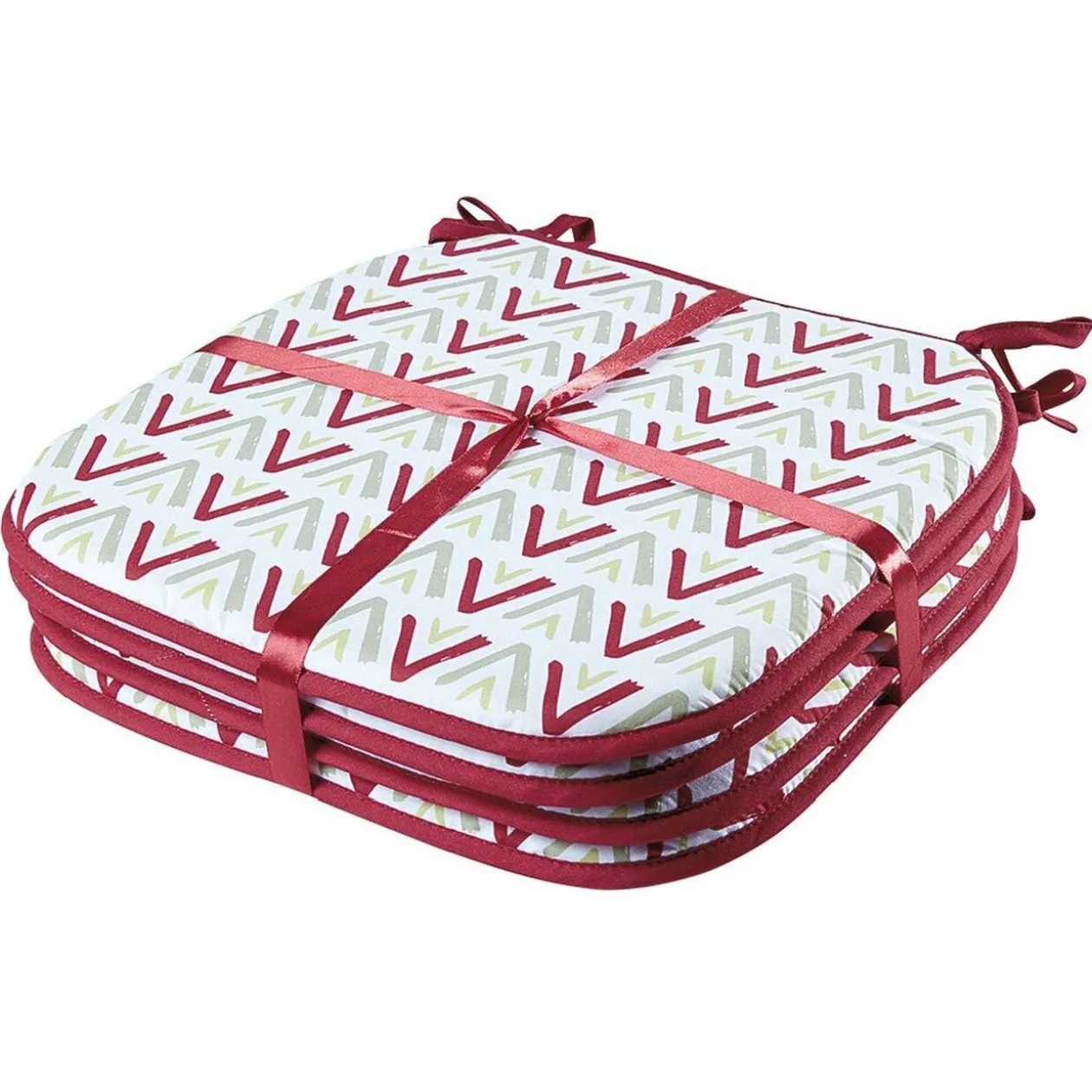 Galette de chaise carré face unie face imprimé 38x38cm x4