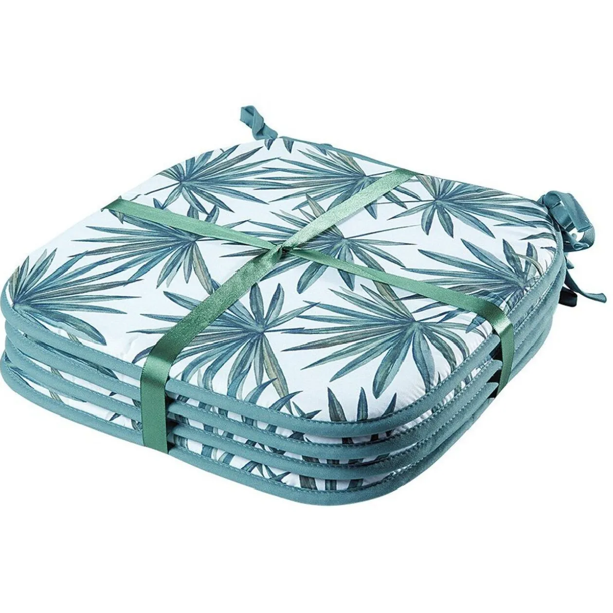 Galette de chaise carré face unie face imprimé 38x38cm x4