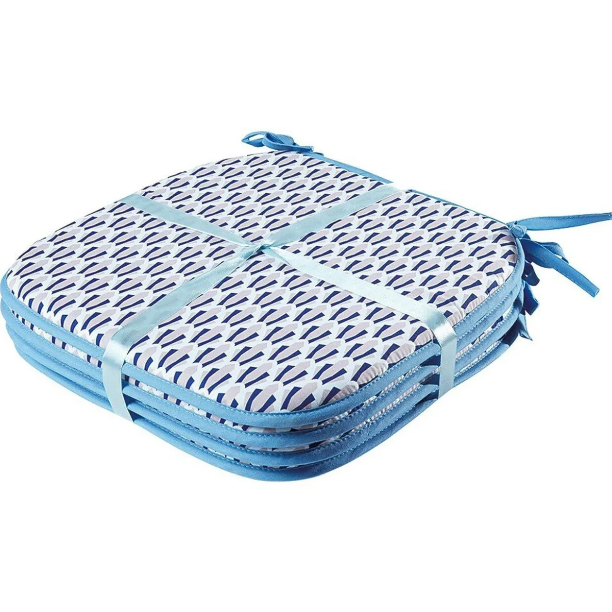 Galette de chaise carré face unie face imprimé 38x38cm x4