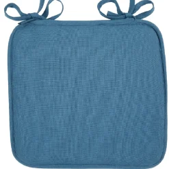 Galette de chaise carrée bleu