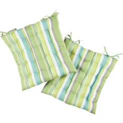 Galette de chaise carrée bayadère vert multicolore x2