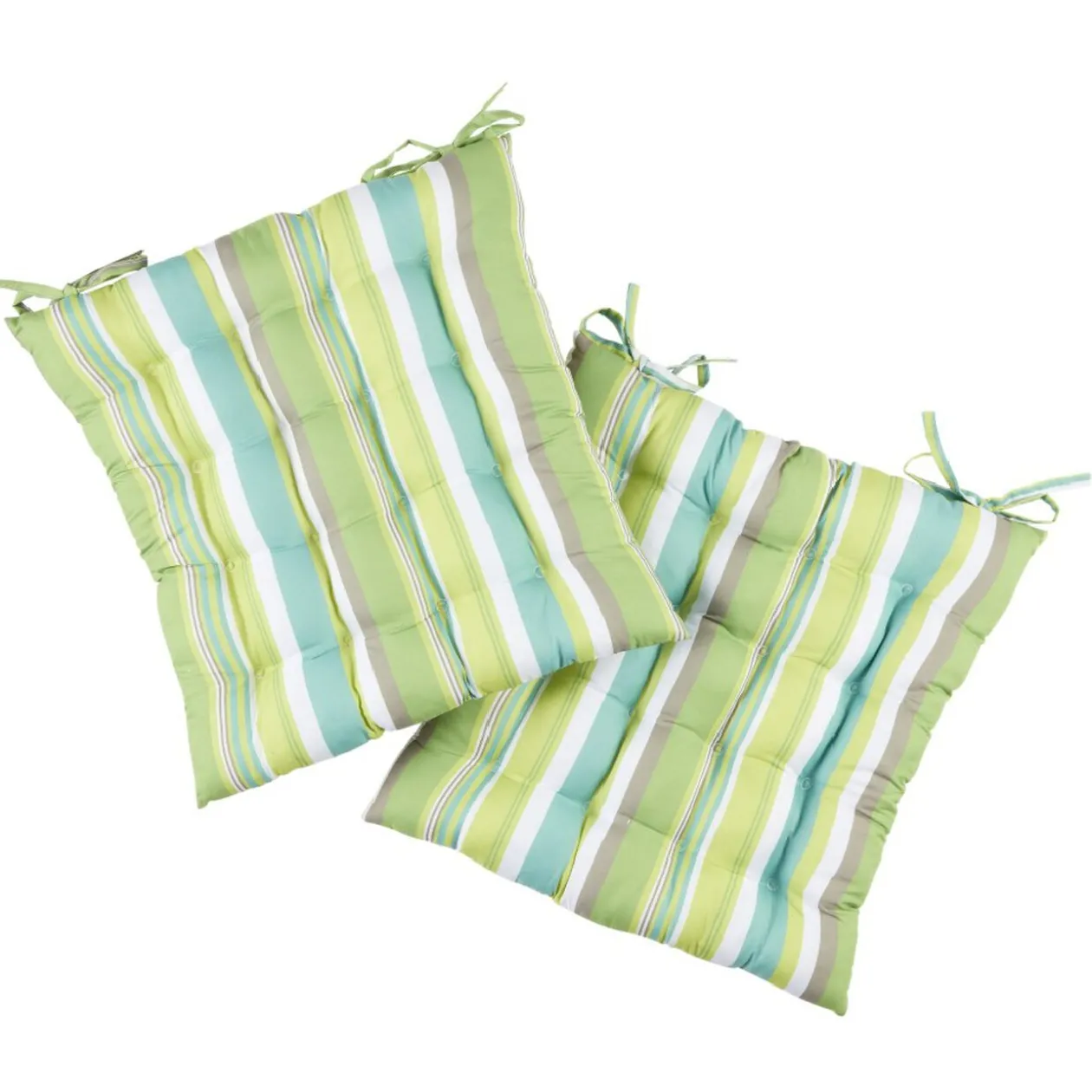 Galette de chaise carrée bayadère vert multicolore x2