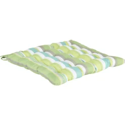 Galette de chaise carrée bayadère vert multicolore x2