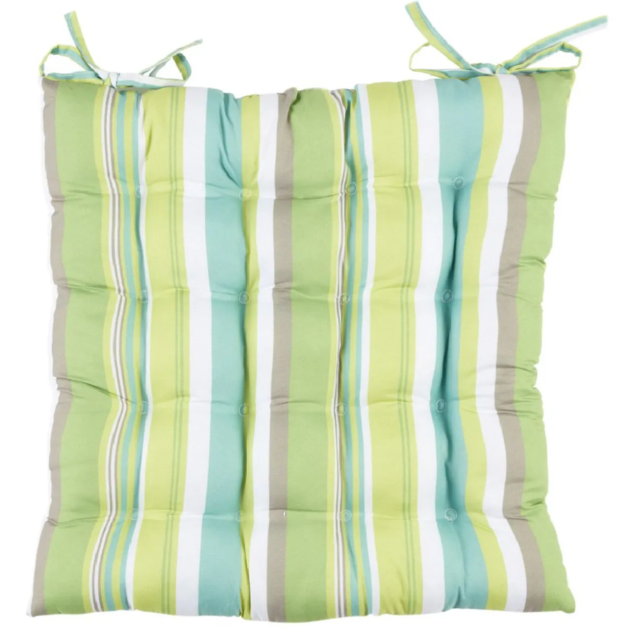 Galette de chaise carrée bayadère vert multicolore x2