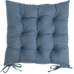 Galette de chaise carrée bleu 38x38cm 100% polyester