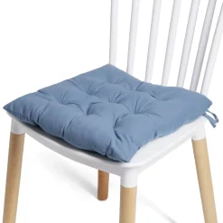 Galette de chaise carrée bleu 38x38cm 100% polyester