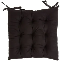 Galette de chaise carrée noir 38x38cm 100% polyester