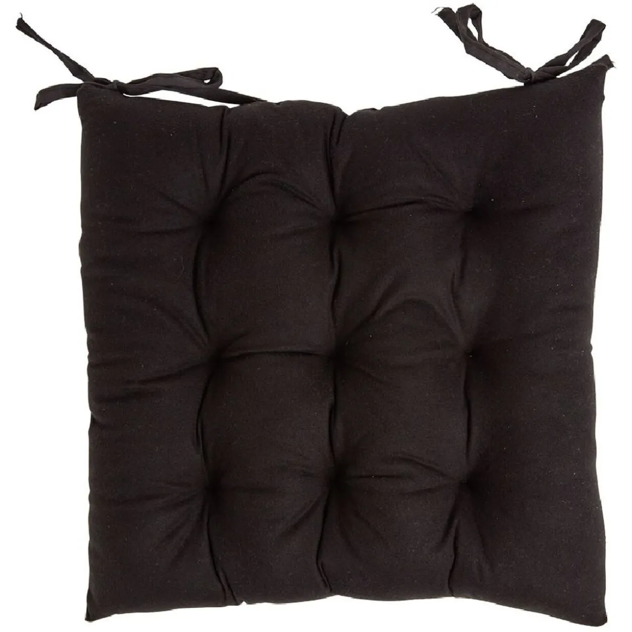 Galette de chaise carrée noir 38x38cm 100% polyester