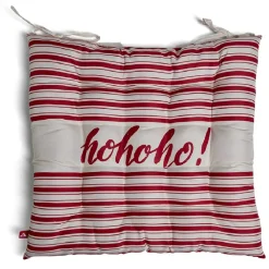 Galette de chaise carrée Noël Hohoho! rouge et blanc 40x40cm
