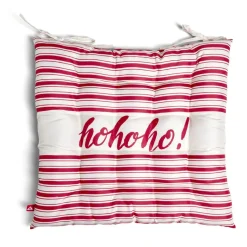 Galette de chaise carrée Noël Hohoho! rouge et blanc 40x40cm