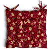 Galette de chaise carrée Noël motif biscuit marron et rouge 40x40cm