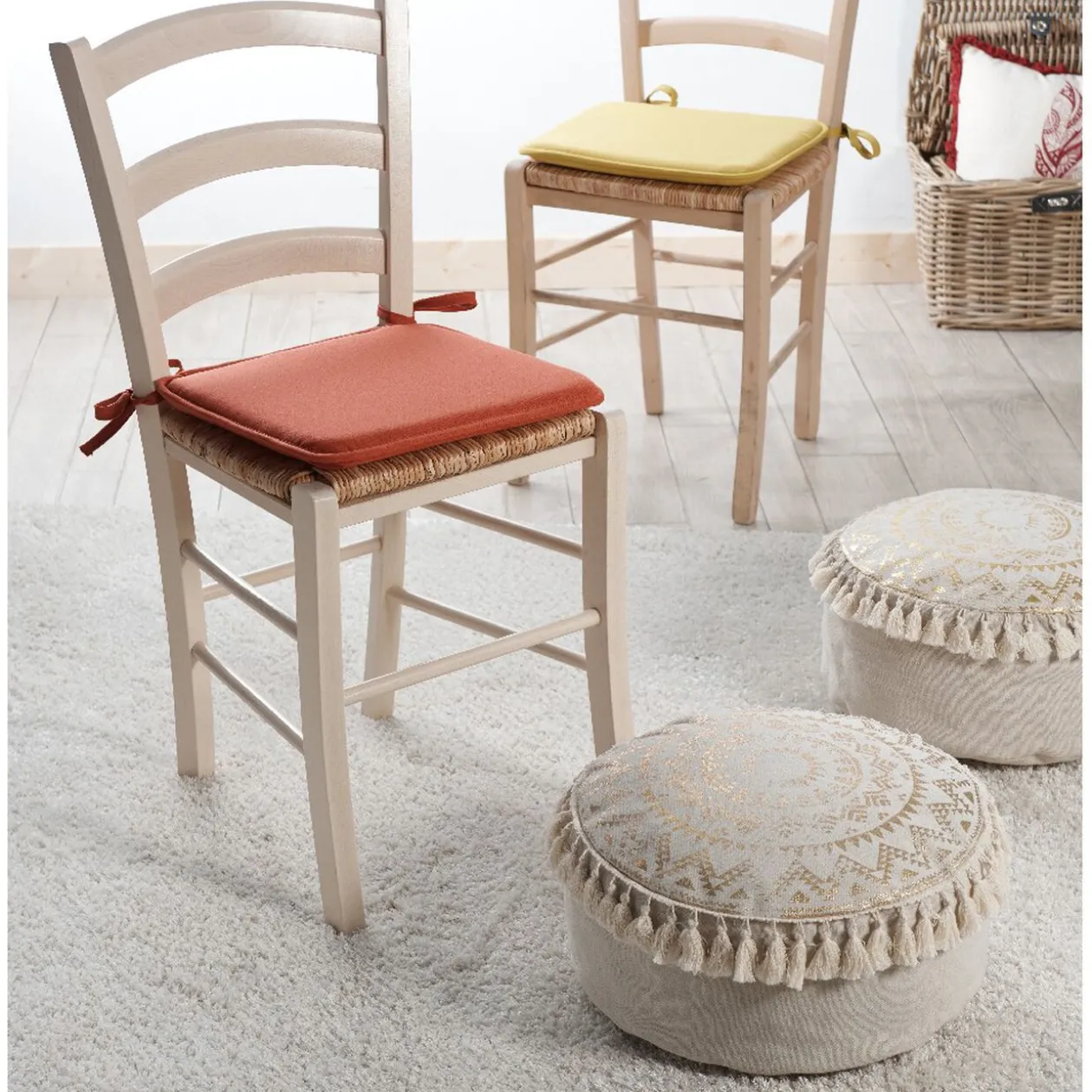 Galette de chaise carrée taupe