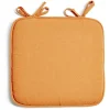 Galette de chaise carrée 38x36cm à nouettes polycoton orange