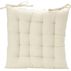 Galette de chaise effet lin rayé gris beige x2