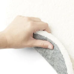 Galette de chaise en tissu bouclette blanc cassé Ø38 cm