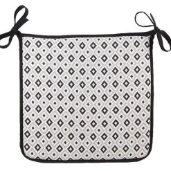 Galette de chaise imprimé graphique noir blanc